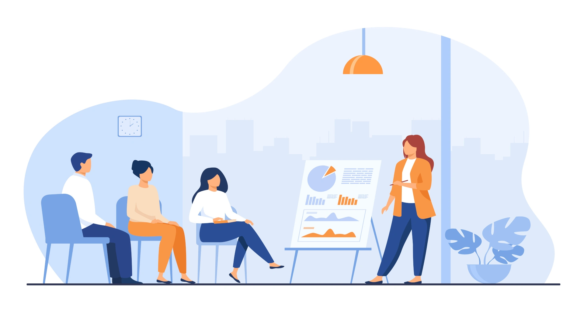 Illustration d'une personne qui présente un sujet