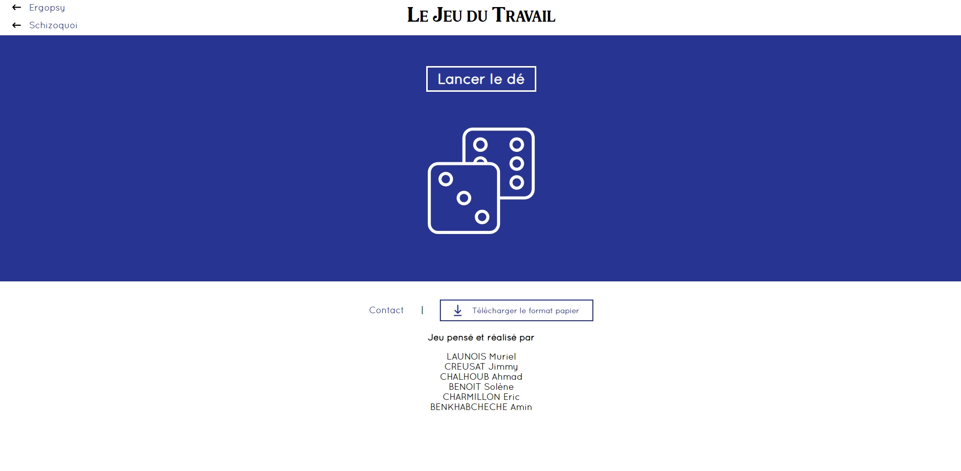 Capture d'écran du jeu du travail